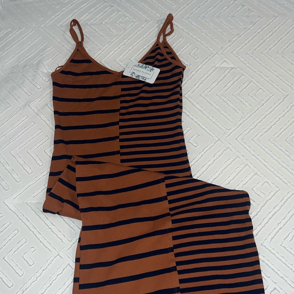 Main Street Brown and Navy Midi